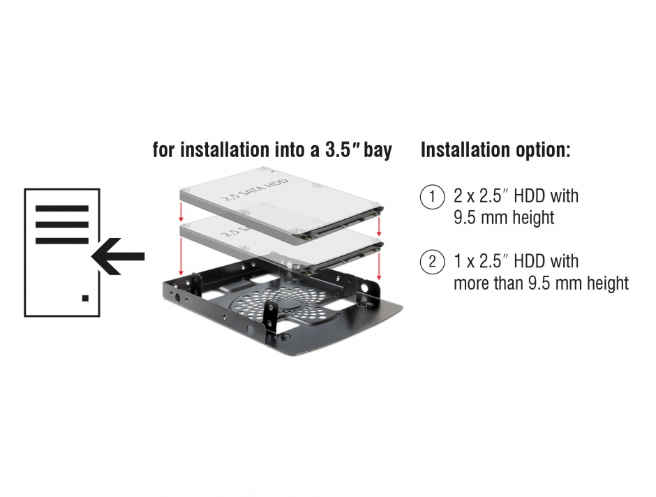 Imagine Kit montare 3.5" pentru 2 x 2.5" HDD, Delock 18198