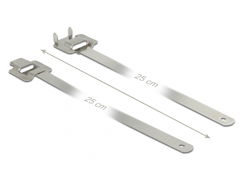 Imagine Set 10 buc bride din otel reutilizabila cu incuietoare pliabila 250 x 10 mm, Delock 18763