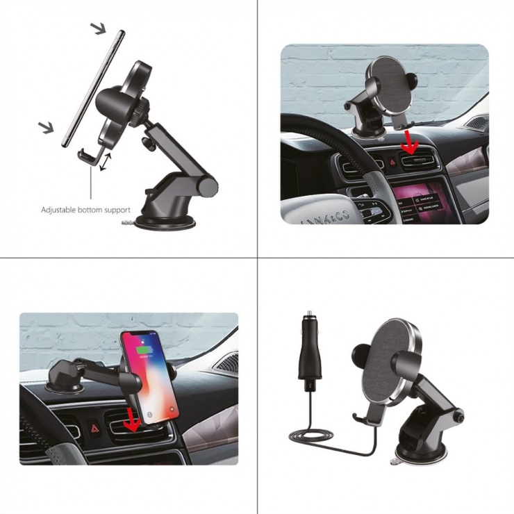 Imagine Suport auto pentru smartphone cu incarcare fast wireless 10W, Roline 19.11.1013-1