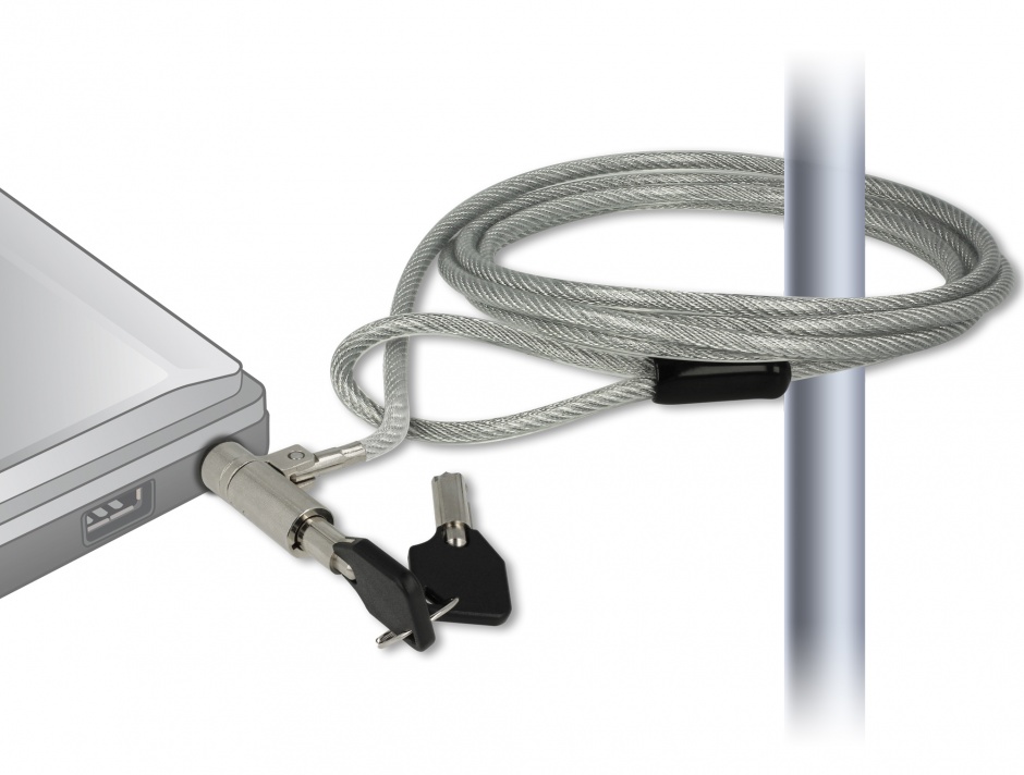 Imagine Cablu de securitate notebook cu cheie pentru slot Kensington 3x7mm, Navilock 20653