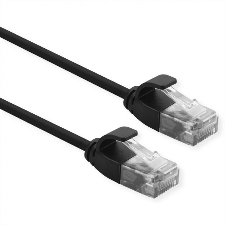 Imagine Cablu de retea Slim cat 6A UTP LSOH 0.15m Negru, Roline 21.15.3950
