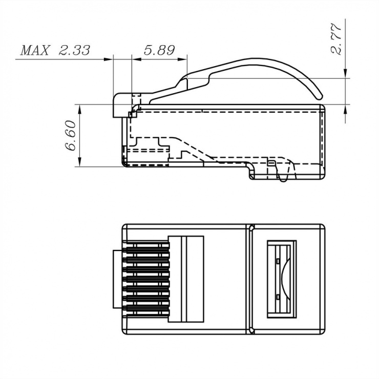 Imagine Set 10 buc conector modular RJ45 cat 6 neecranat bow latch, Roline 21.17.3090-1