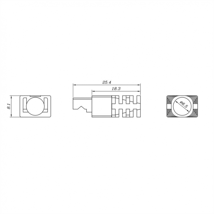 Imagine Set 10 buc conector modular RJ45 cat 6 neecranat bow latch, Roline 21.17.3090-2