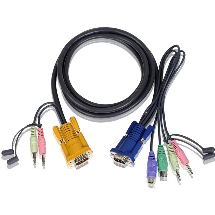 Imagine Cablu PS/2 KVM 3 in 1 cu SPHD si Audio 3m, ATEN 2L-5303P