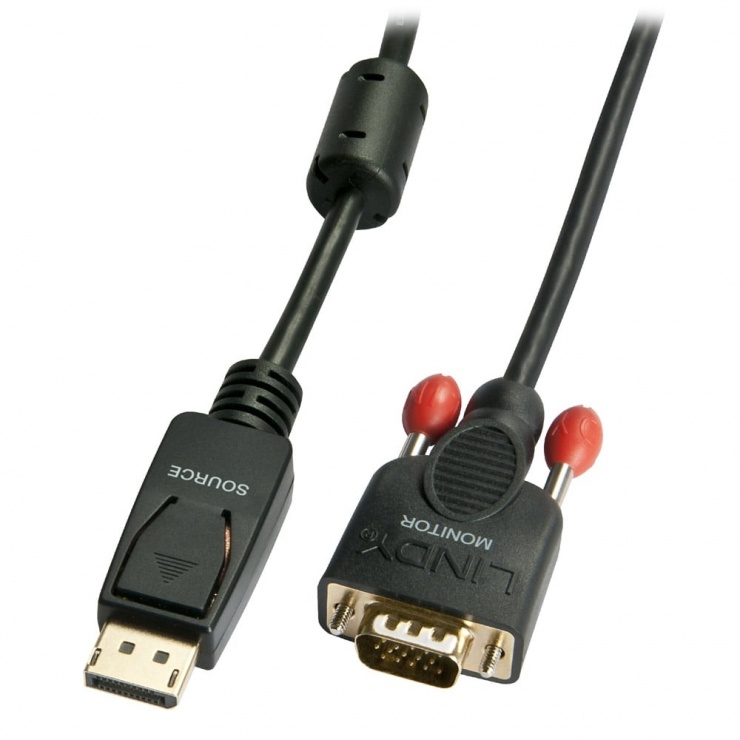 Imagine Cablu Displayport la VGA T-T Negru 3m, Lindy L41943
