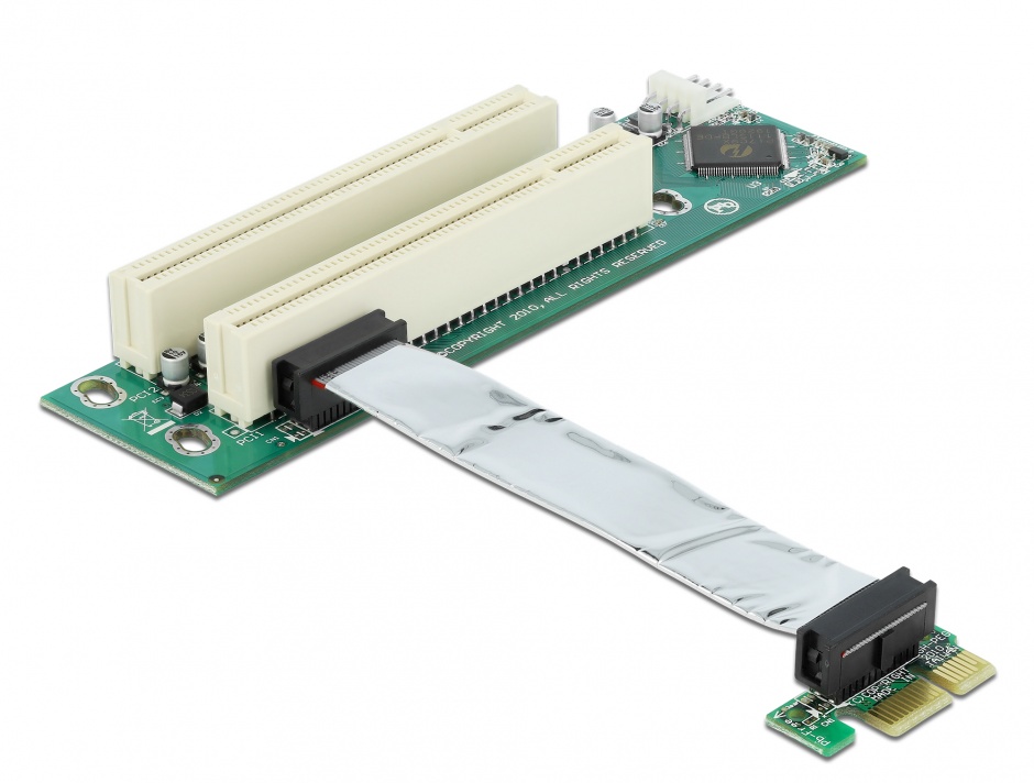 Imagine Placa PCI Express la 2 x PCI 32 Bit 5V cu cablu flexibil 9 cm, Delock 41341