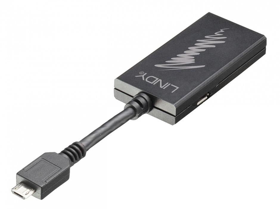 Imagine Adaptor MHL 3.0 micro USB 5 pini la HDMI 4K T-M, Lindy L41563-1