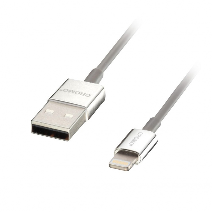 Imagine Cablu USB la IPhone 5/6 Lightning MFI CROMO 1m, Lindy L41575