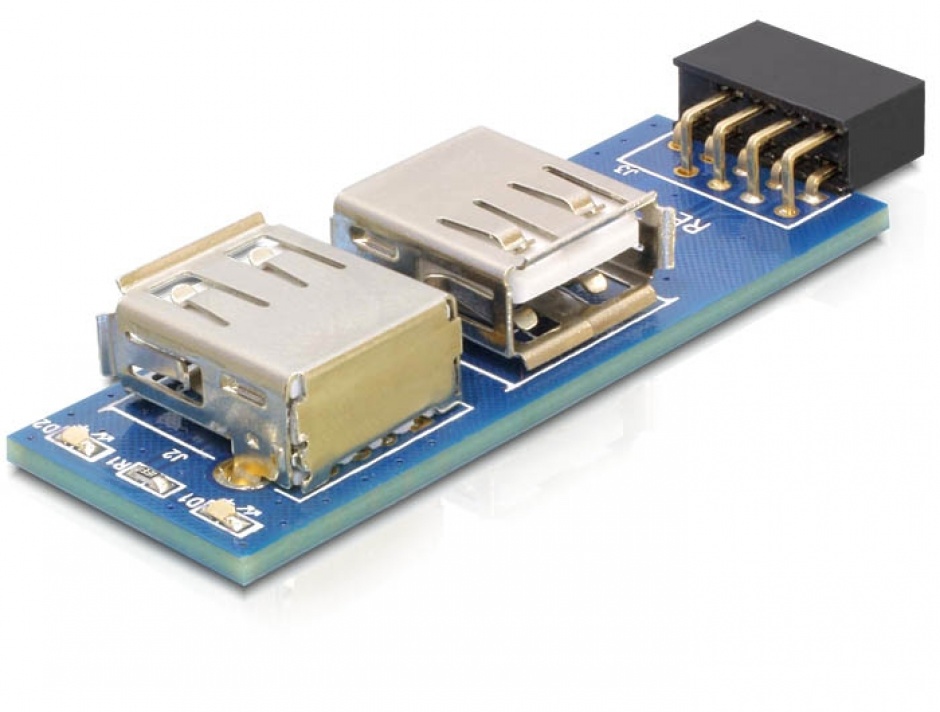 Imagine Adaptor pin header USB la 2 x USB 2.0 stanga/dreapta, Delock 41820