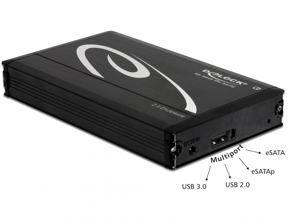 Imagine Rack extern 2.5 inch HDD SATA la Multiport USB 3.0 + eSATAp, Delock 42492