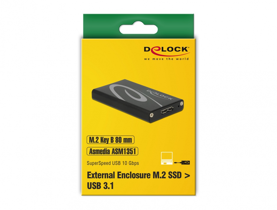 Imagine Rack extern M.2 NGFF SSD key B la USB 3.1, Delock 42570