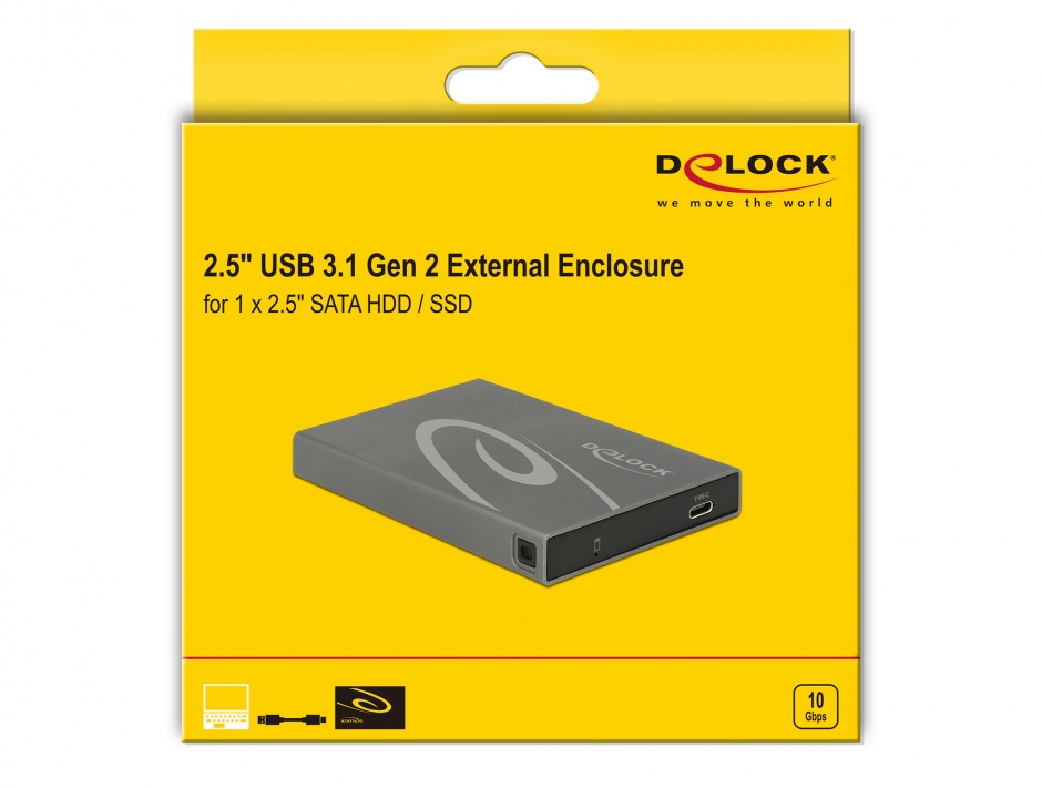 Imagine Rack extern SATA HDD / SSD la USB 3.1 tip C, Delock 42587