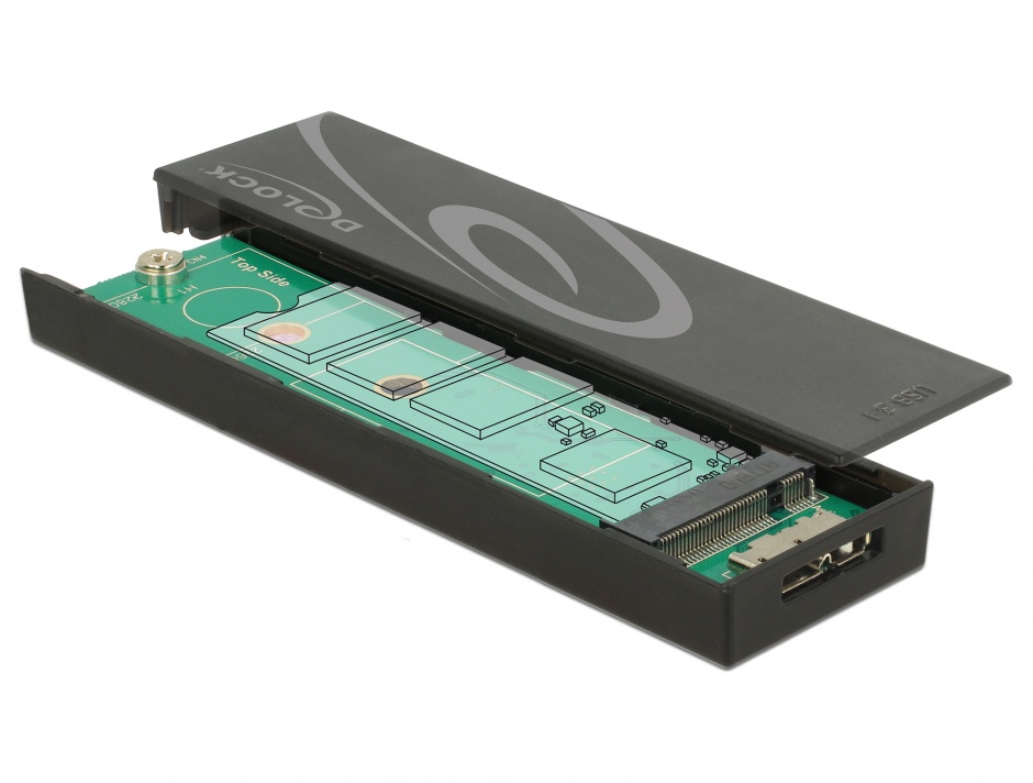 Imagine Rack extern toolless M.2 SSD 42/60/80 mm la micro-B USB 3.1 Gen 2, Delock 42598