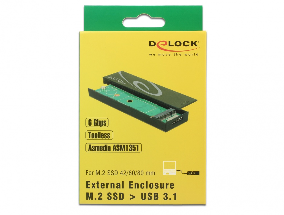 Imagine Rack extern toolless M.2 SSD 42/60/80 mm la micro-B USB 3.1 Gen 2, Delock 42598 