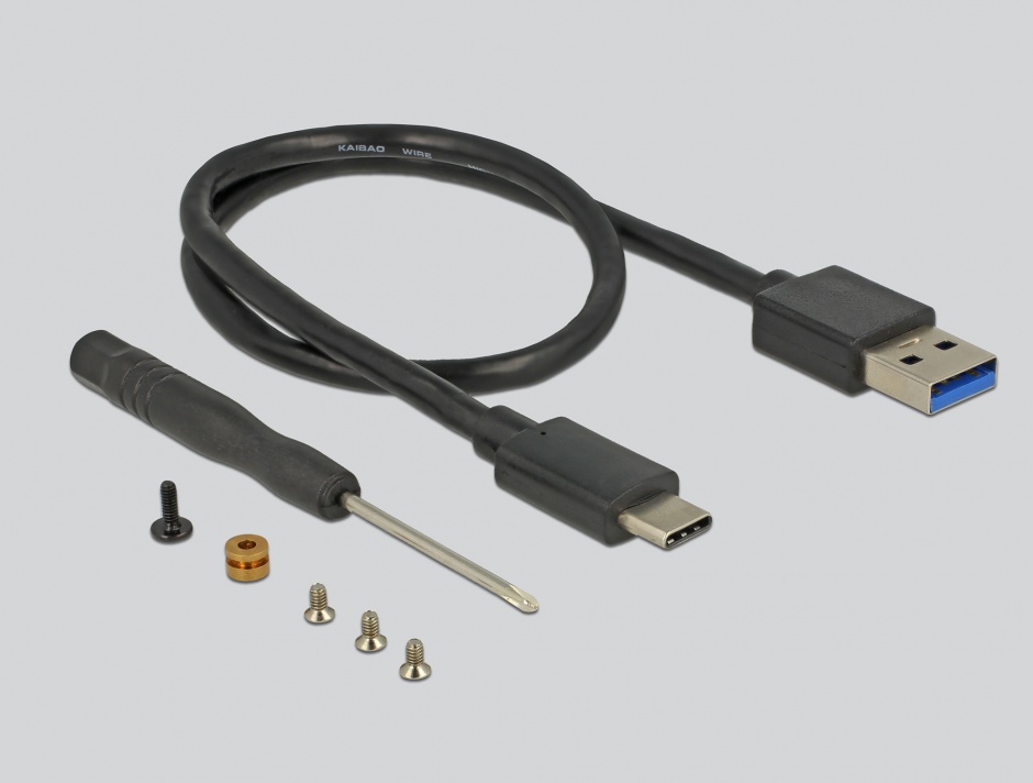 Imagine Rack extern M.2 Key B 42/60/80 mm SSD la USB tip C cu protectie la scriere, Delock 42599