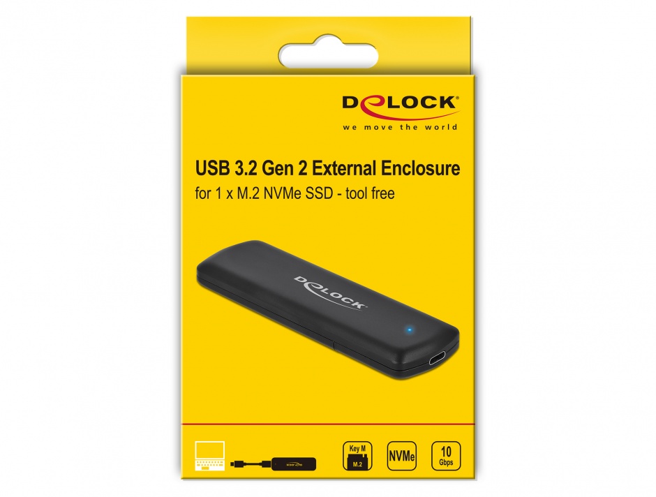 Imagine Rack extern USB-C la M.2 NVMe PCIe SSD Toolless, Delock 42615