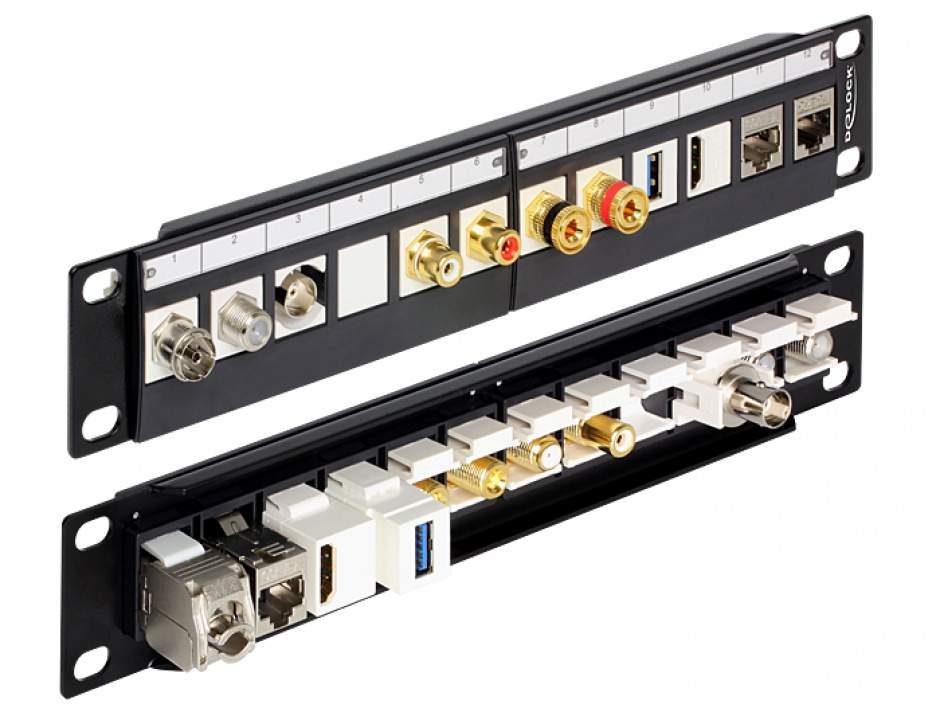 Imagine Patch Panel 10" pentru keystone 12 porturi negru, Delock 43259