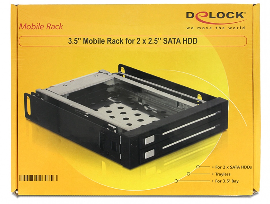 Imagine Rack mobil 3.5" pentru 2 x HDD SATA 2.5, Delock 47189 