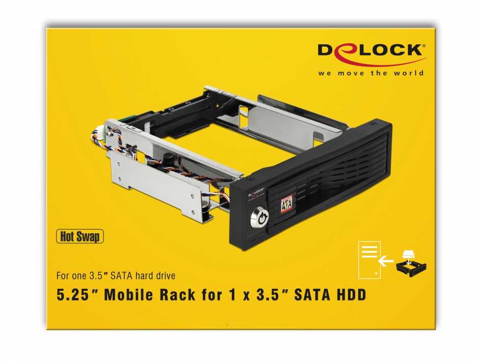 Imagine Rack mobil intern 5.25" pentru 3.5" HDD SATA, Delock 47191