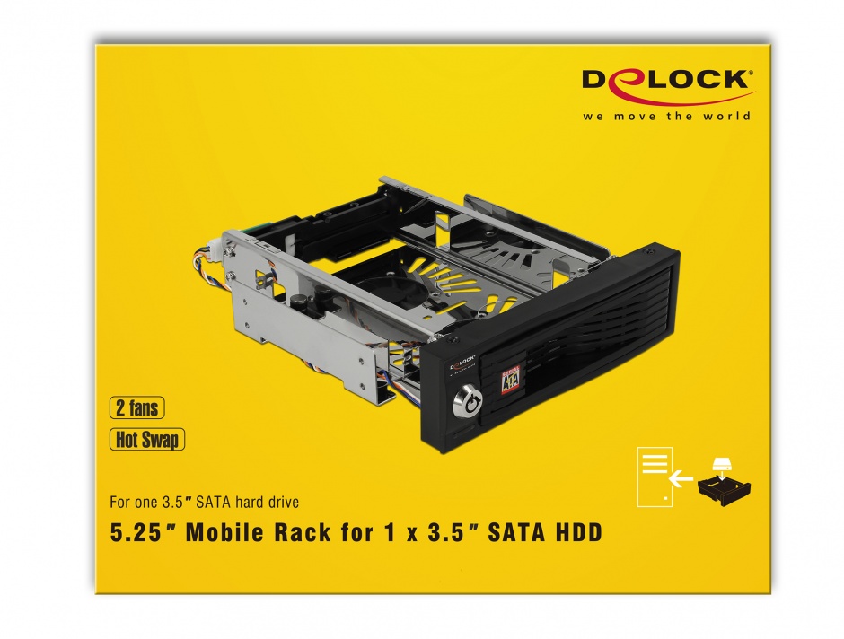 Imagine Rack intern 5.25" pentru HDD 3.5" SATA, Delock 47199