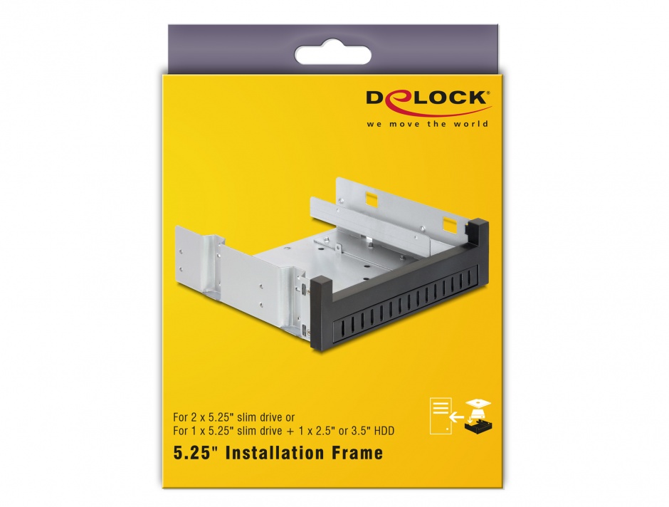 Imagine Installation Frame 5.25" pentru 1 x 5.25 + 1 x 2.5 sau 3.5 HDD, Delock 47200