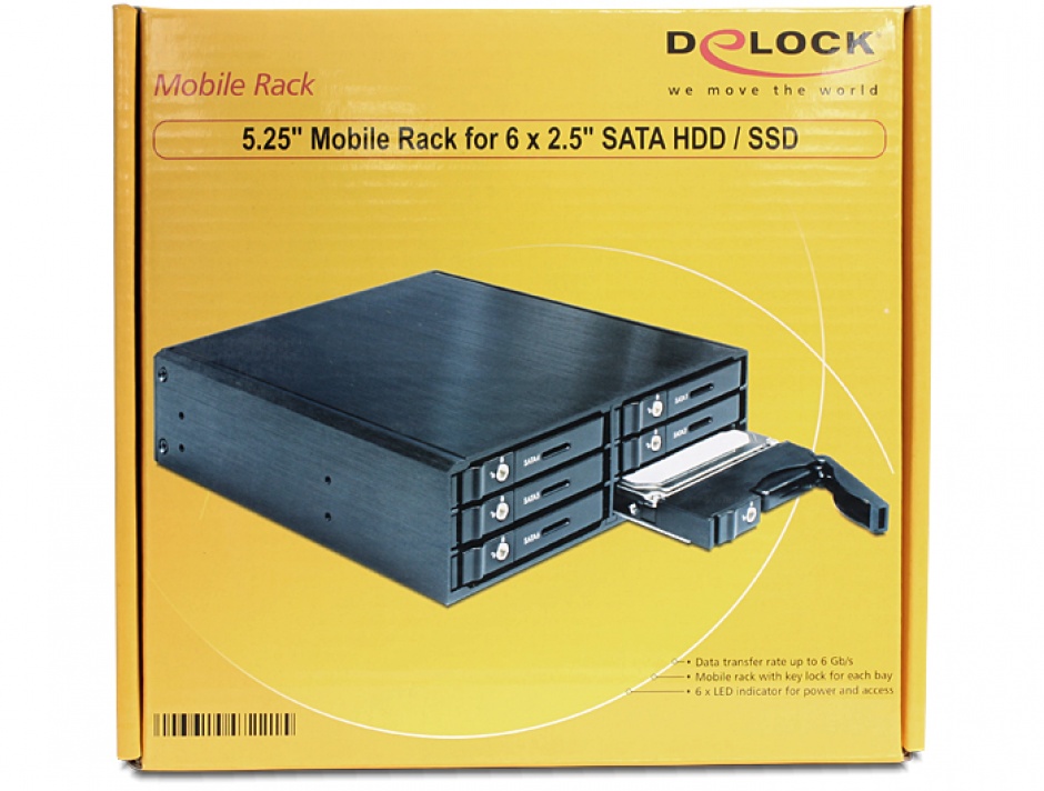 Imagine Rack Mobil 5.25" pentru 6 x SATA HDD/SSD, Delock 47221