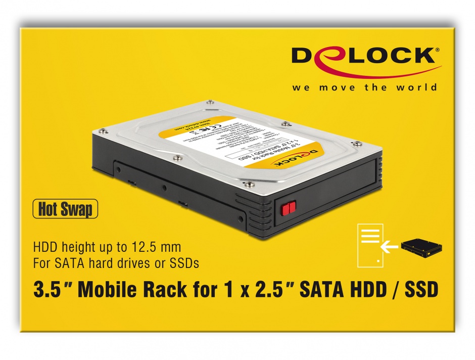 Imagine Rack mobil 3.5" pentru SSD/HDD 2.5", Delock 47224
