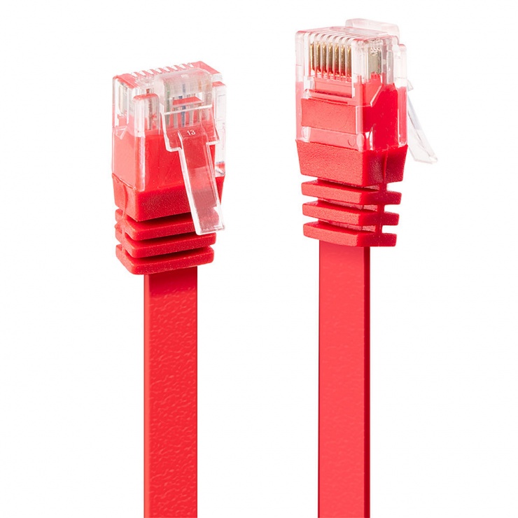 Imagine Cablu de retea cat 6 UTP Flat rosu 0.3m, Lindy L47510