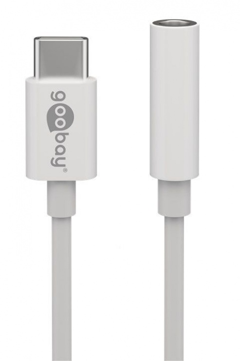 Imagine Adaptor audio USB-C la jack 3.5mm T-M Alb 10cm, Goobay 55646