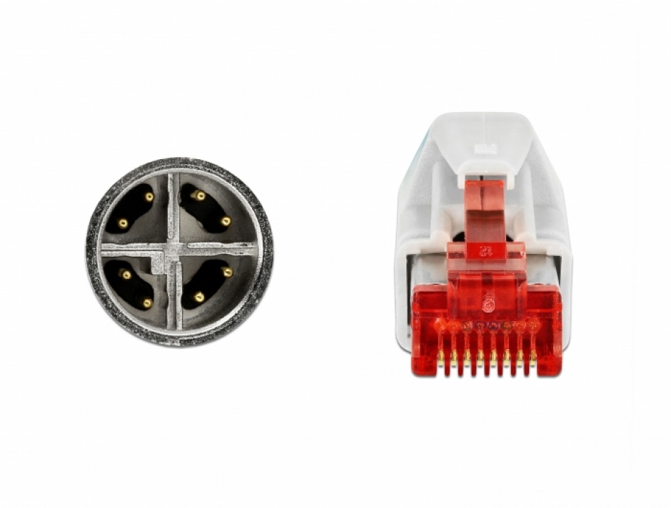 Imagine Cablu de retea M12 8 pini X-coded la RJ45 PVC 2m, Delock 85426-2
