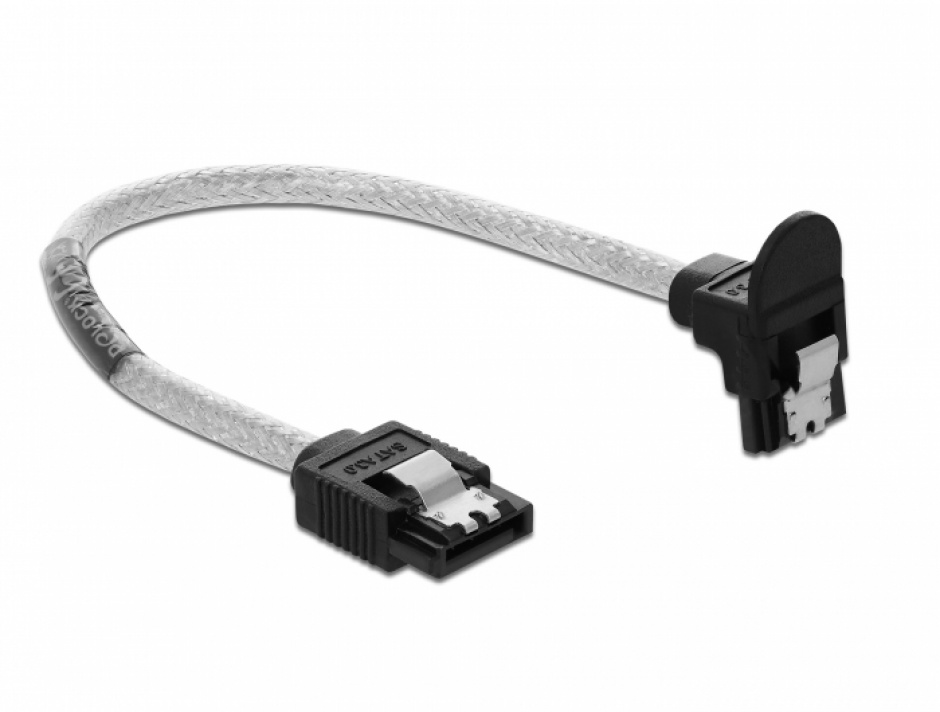 Imagine Cablu SATA III drept/unghi jos 20cm Transparent, Delock 85344