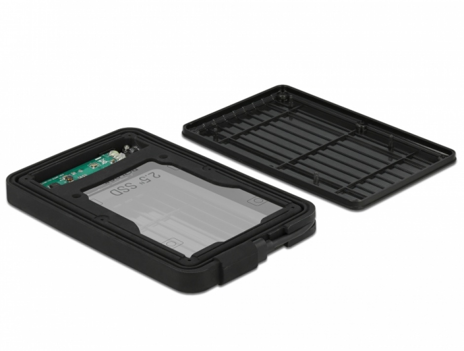 Imagine Rack extern USB-C 3.1 pentru 2.5" SATA HDD / SSD cu IP66, Delock 42625