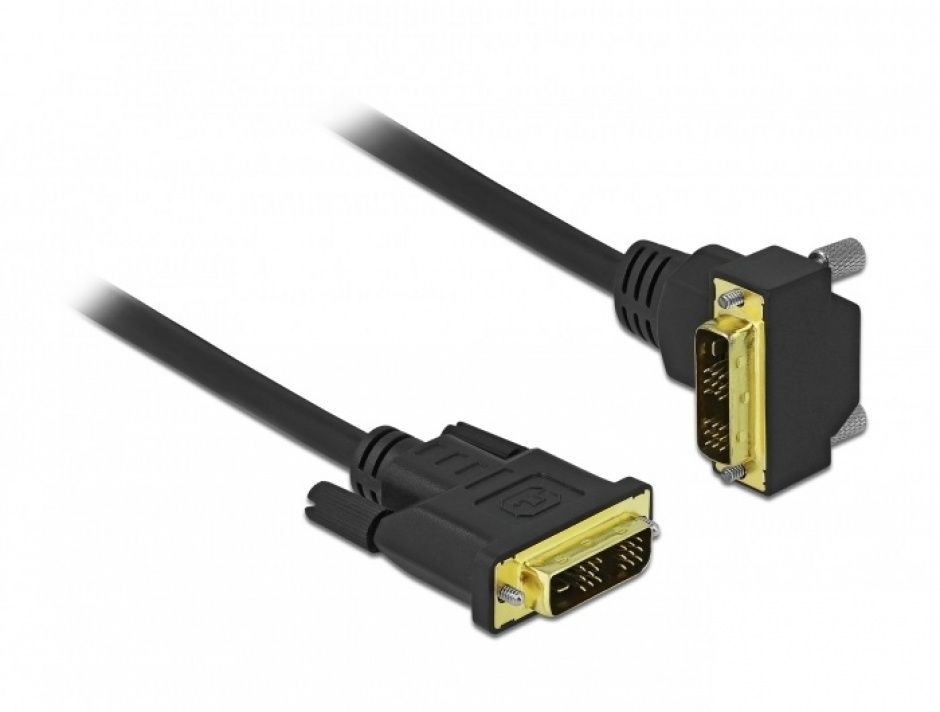 Imagine Cablu DVI-D Single Link 18+1 pini drept/unghi 90 grade T-T 2m Negru, Delock 85902