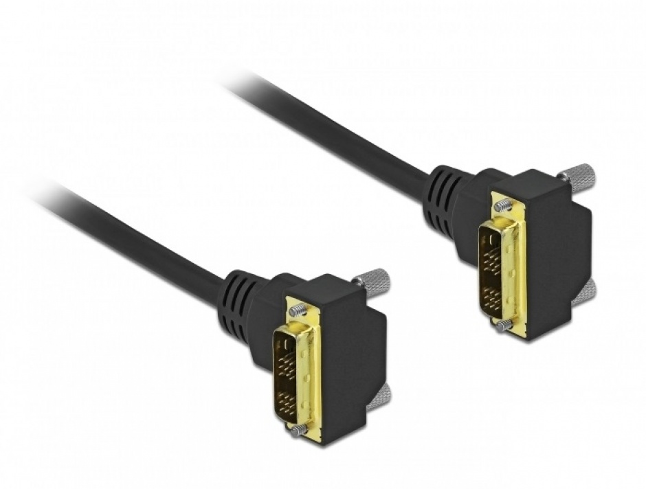 Imagine Cablu DVI-D Single Link 18+1 pini unghi 90 grade T-T 2m Negru, Delock 85906