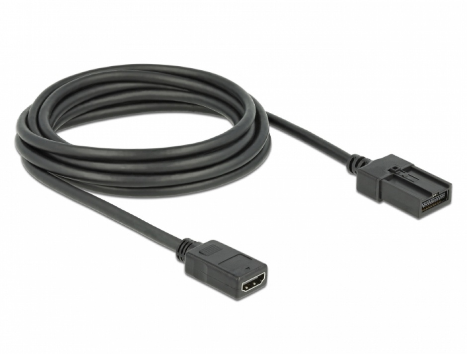 Imagine Cablu automotiv HDMI-A 4K30Hz la HDMI-E M-T 3m Negru, Delock 85287
