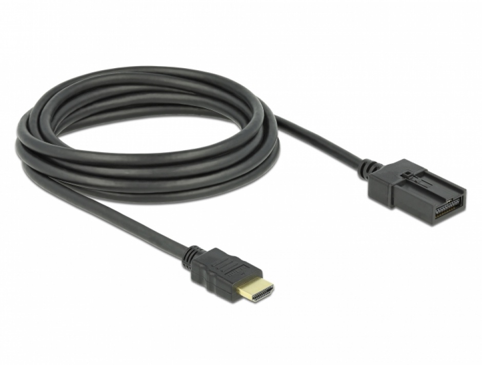 Imagine Cablu automotiv HDMI-A 4K30Hz la HDMI-E T-T 3m Negru, Delock 85288