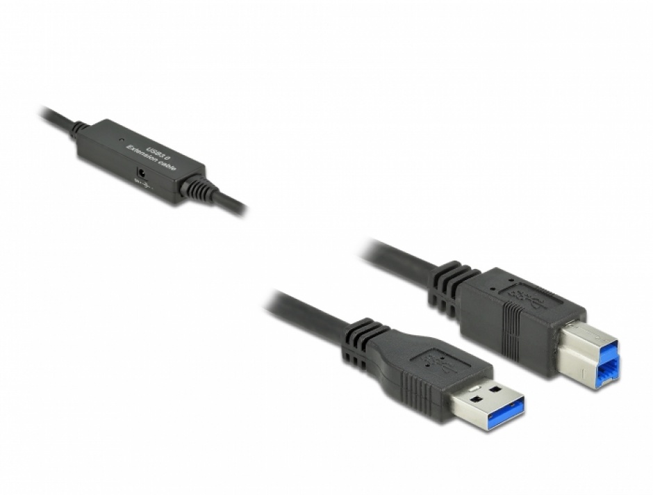 Imagine Cablu USB 3.2 Gen 1-A la USB-B activ T-T 5m Negru, Delock 85379