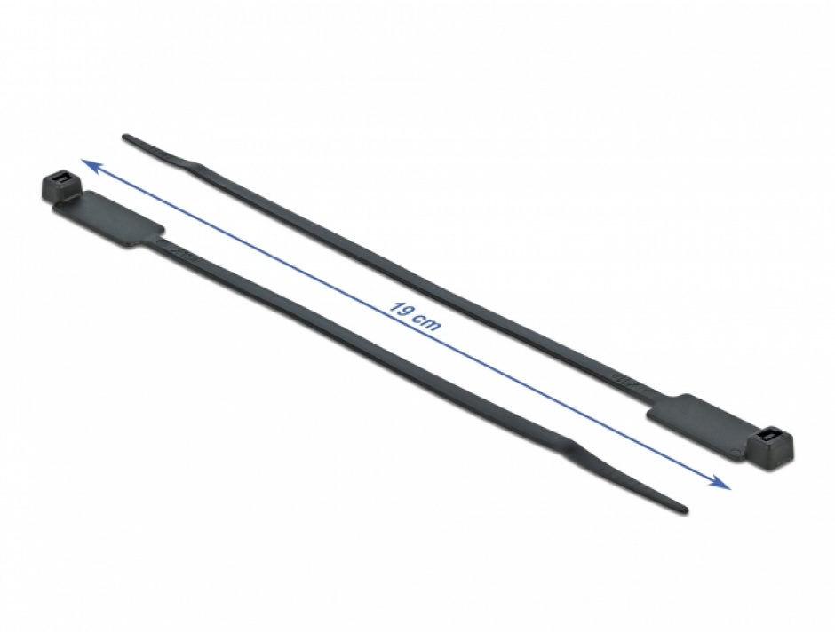 Imagine Set 10 buc bride L 190 x W 4.8 mm cu eticheta Negru, Delock 18960
