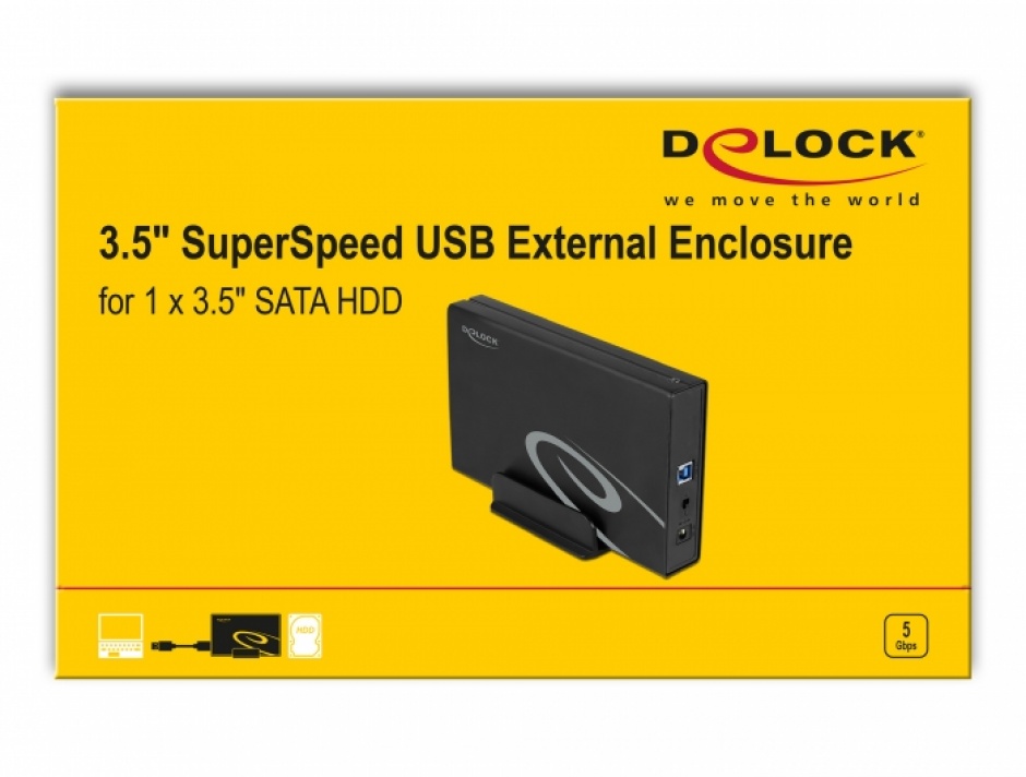 Imagine Rack extern USB 3.0 pentru 3.5" SATA HDD, Delock 42626