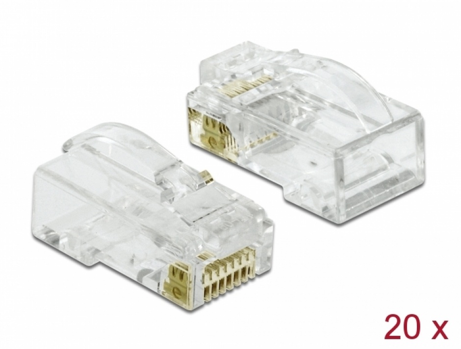 Imagine Set 20 buc conector RJ45 Cat.6 UTP Crimp+Cut+Curve, Delock 86473