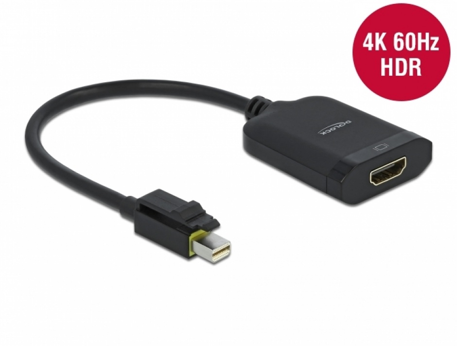 Imagine Adaptor Mini Displayport la HDMI activ 4K@60Hz HDR cu functie de blocare T-M Negru, Delock 65980