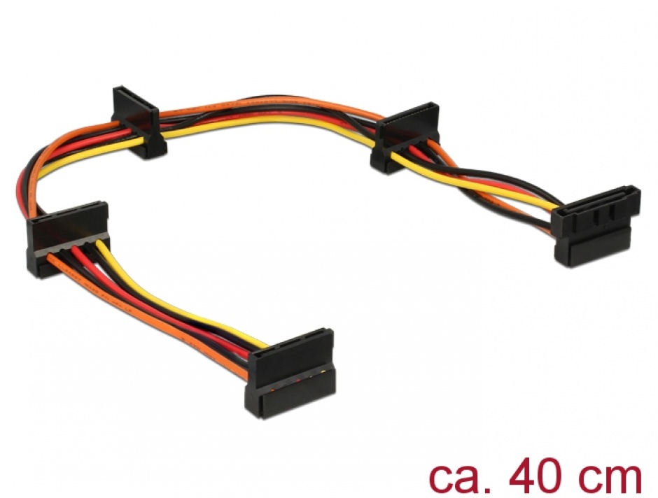 Imagine Cablu de alimentare SATA la 4 x SATA 15 pini 40cm, Delock 60141 