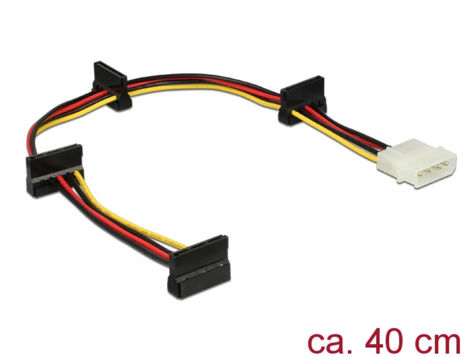 Imagine Cablu de alimentare Molex la 4 x SATA 15 pini 40cm, Delock 60142