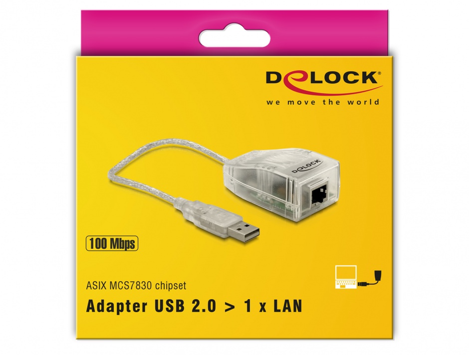 Imagine Placa de retea USB 2.0 la retea 10/100 Mbps, Delock 61147