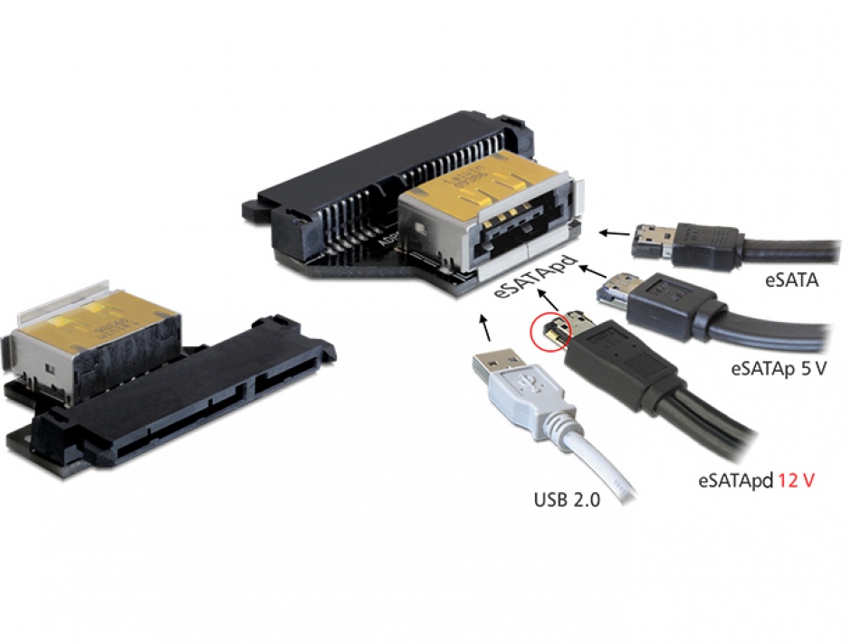 Imagine Adaptor SATA 22 pini la eSATApd M-T, Delock 61873