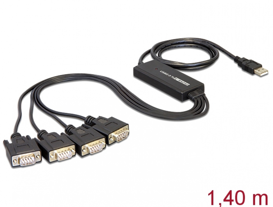 Imagine Cablu USB la 4 x Serial RS232 FTDI 1.4m, Delock 61887
