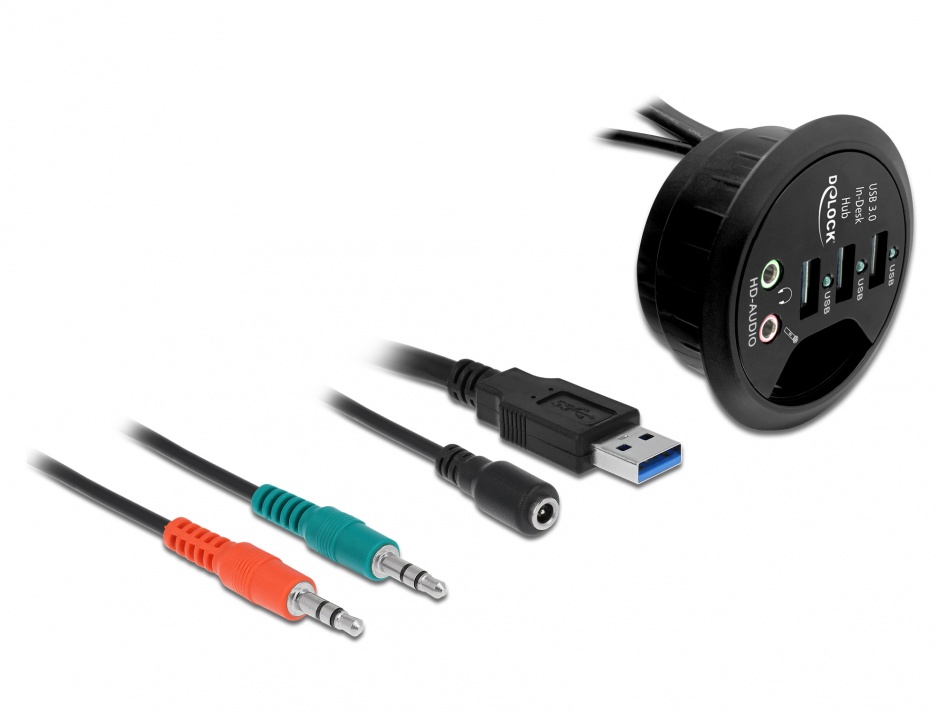 Imagine Hub 3 Porturi USB 3.0 + porturi audio, Delock 61990