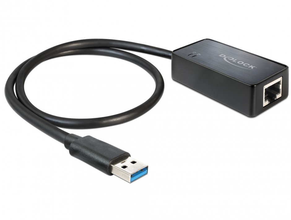 Imagine Adaptor USB 3.0 la Gigabit LAN Negru, Delock 62121