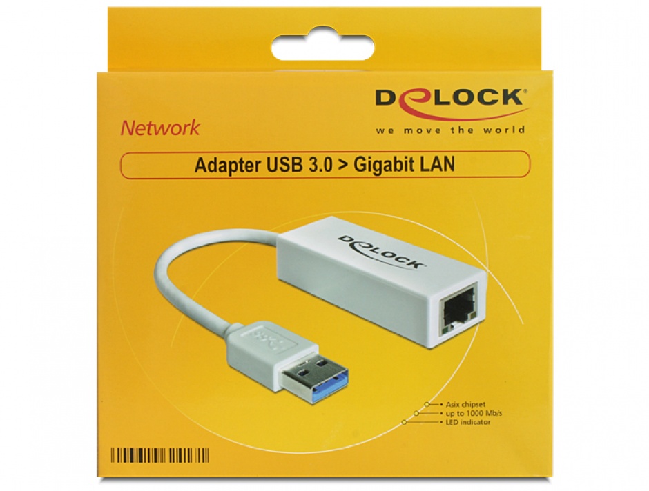 Imagine Adaptor USB 3.0 la Gigabit LAN alb, Delock 62417 
