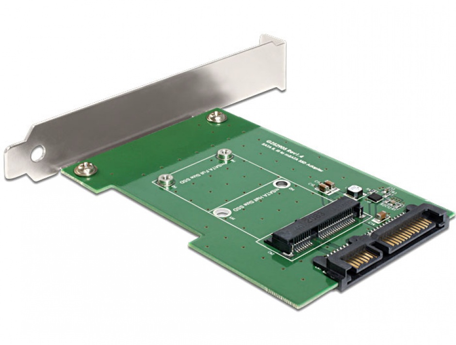 Imagine Convertor SATA 22 pini la mSATA cu bracket, Delock 62433 